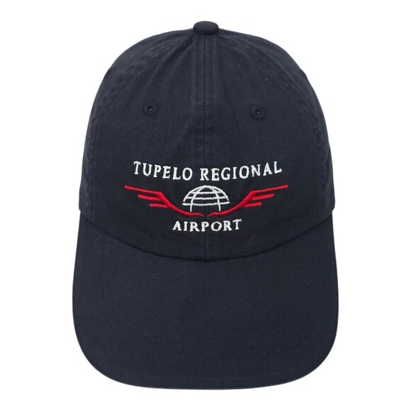 Tupelo Regional Airport Strapback Cap Embroidered Logo Baseball Hat Navy Blue - Picture 9 of 14